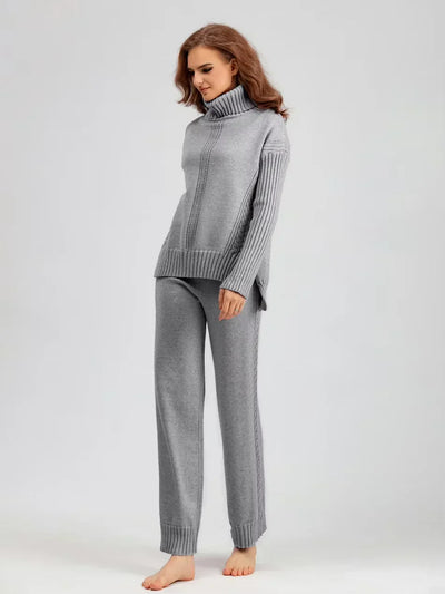 Scarlett | Chic High-Neck Knit Sweater & Loose Pants Set