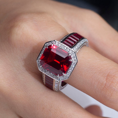 Luxury Lab-Grown Ruby Cut Ring